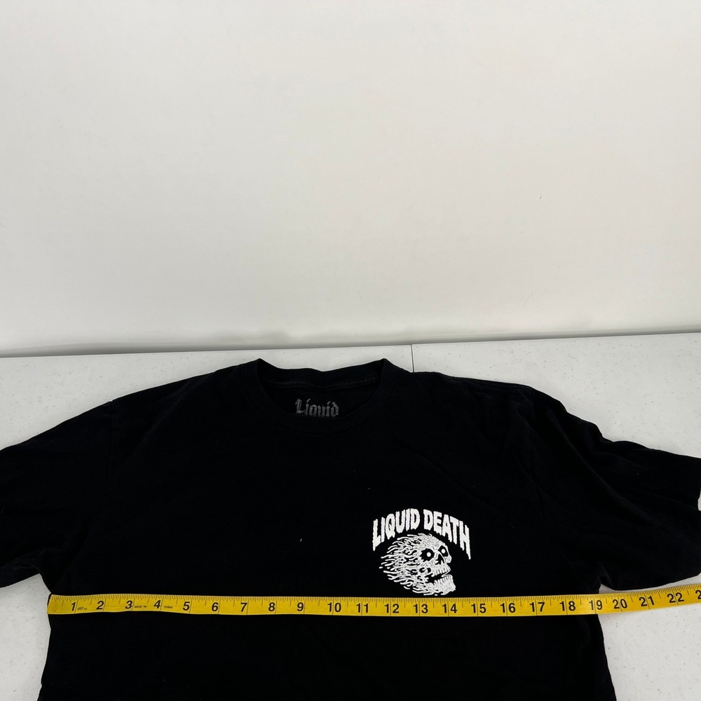 Liquid Death Mountain Water Skull Graphic T-Shirt Mens Medium Black Short Sleeve - Picture 4 of 9